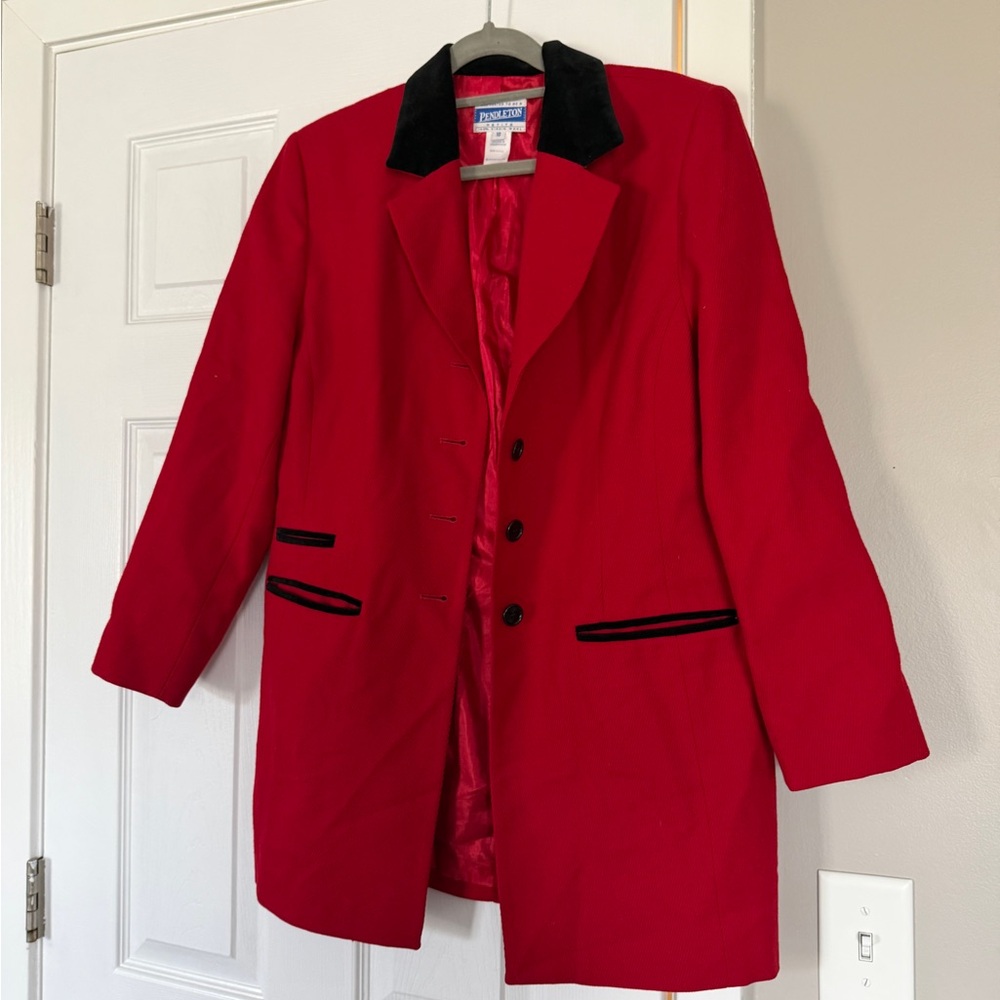 Pendleton 100% Virgin Wool Red Classic Petite Coa… - image 3